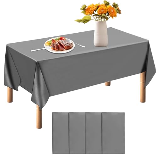 Einwegtischdecken,4 Stück Tischdecke für Bierzeltgarnitur,Geburtstag Einwegtischdecke 137 x 274 cm,Rechteckige Tischdecke für Geburtstag Party Grillen Picknick Dekoration,Grau