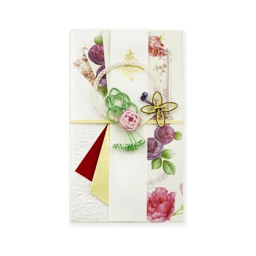 Frontia Shugi-Bukuro Japanischer traditioneller Geldumschlag für Hochzeit Washi Blume Kristall Mizuhiki handgefertigt Japan Import