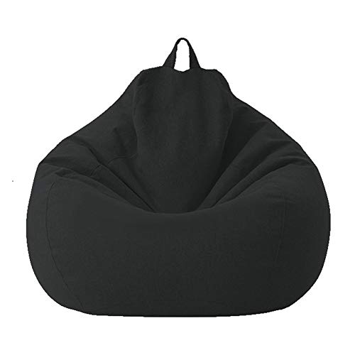 STTC Sitzsack Abdeckung aus Premium-Leinen, Riesen-Sitzsack-Hülle Outdoor Sitzsack Bezug ohne Füllung, Perfekte Passform für Country Interiors,Schwarz,L