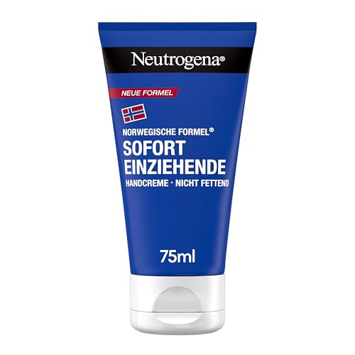 Neutrogena Sofort einziehende Handcreme, leichte & nicht fettende Feuchtigkeitscreme mit Glycerin + Vitamin E bei trockenen, rissigen Händen (75 ml)