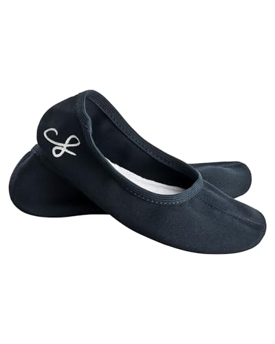 Siegertreppchen Gymnastikschuhe Stoff (Größe 36) Blau Turnschläppchen für Mädchen & Jungen - Ballettschuhe atmungsaktiv & rutschfest – Schläppchen – Ballerinas