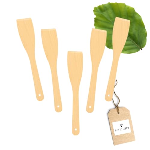 5x Pfannenwender aus Holz, vermeidet Kratzer in beschichtete Pfannen, Keramik & Auflaufformen, der hitzebeständige Holzwender mit Schräge wendet jedes Bratgut zuverlässig, der langlebige Bratenwender liegt gut in der Hand, zum Kochen & Backen geeignet, 30 x 6 x 0,4 cm (5 Stück)