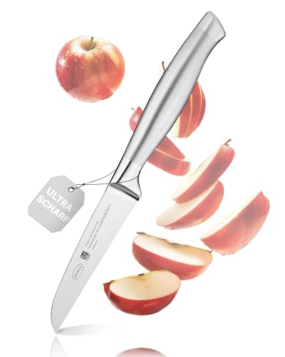 RÖSLE Gemüsemesser Basic Line - 9 cm, hochwertiges Küchenmesser für Obst und Gemüse, Edelstahl 18/10, ergonomischer silberner Griff, scharfes Messer für die Küche