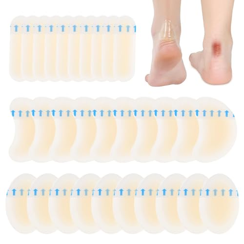 iLamvie 30 Stück Blasenpflaster,Hydrokolloid Pflaster,Wasserdicht Gel Pflaster, Ferse Blasenpflaster,fersenschutz, Linderung von Reibungsschmerzen Zehen,Vorfuß,Ferse