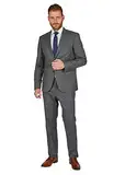 Steffen Klein Herren Anzug Wolle| Business Anzug | grau| Regular Fit | Klassischer Stil, Elegant | Bequeme Passform und Professioneller Look | Unvergleichbarer Komfort | Größe: 56