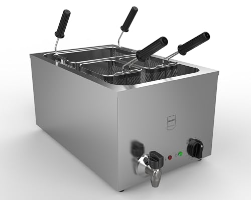 METRO Professional Elektro-Nudelkocher, Edelstahl, 25L, 3200 W, 3 Körbe, silber