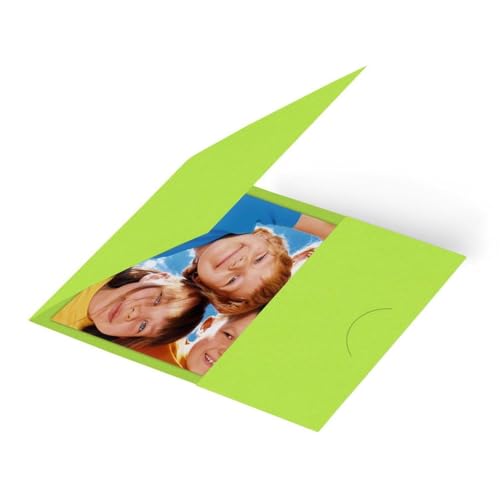 25 Stück limefarbene Passbildmappen Gent für max. 6x9 cm Bewerbungsbildfotos ohne Passepartout - Schoeller & Stanzwerk