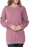 FEOYA Schwangerschafts Kleidung Stillshirt Baumwolle Weiche Nursing Top Umstandspullover Breastfeeding Shirt Lang Sweatshirt Rosa L