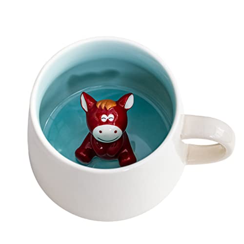 3D Tasse mit Pferd, 3d Tier Tasse, Tasse aus Keramik 12oz Handgemachte Figur Milch Tasse, Lustige Geschenke für frauen Freunde Kinder Mädchen Frau Geburtstagsgeschenk(Pferd)