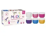 KREUL 23051 - Mucki Fingerfarbe für Königskinder, 6 x 50 ml in Weiß, Feenstaub-Rosa, Pink, Violett, Blau, Goldschatz, parabenfrei, glutenfrei, laktosefrei, vegan, auswaschbar