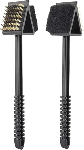 Grillbürste, leicht, doppelt, 2 Stück, seitliche Grillbürste und Schaber für Grill, geeignet für Gas- und Holzkohlegrills Zubehör (A1)