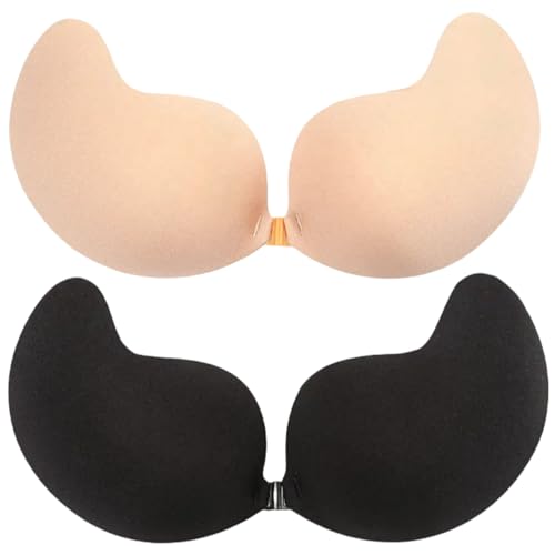 Klebe BH Push Up,BH Rückenfrei,Trägerloser BH,Unsichtbarer BH,Wiederverwendbare Unsichtbar Silikon Rückenfreier BH Haut Freundlich Selbstklebend BH,für Abendkleid Brautkleid Badeanzug und rückenfreie