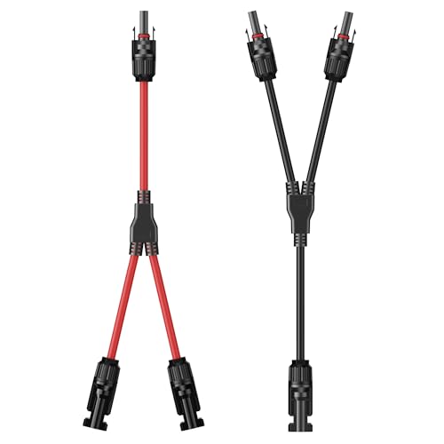 Owinus Y Kabel Solar 6mm² Solarkabel Y Verteiler,10AWG 1 Paar 1Y2 Solar Kabel Y für PV Module.(Rot + Schwarz).