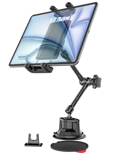 Kolasels Tablet Halterung Auto Armaturenbrett, LKW Windschutzscheibe iPad Halterung mit Metallarm, Tablet Halterung Auto Vorne für 4-12,9" Handy & Tablets, iPad Pro/Air/Mini, Galaxy Tabs, iPhone