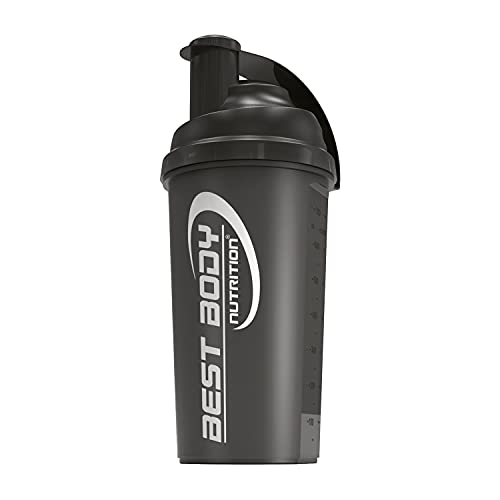 Best Body Nutrition Eiweiß Shaker schwarz – 700 ml Protein Shaker mit Sieb & Mess-Skala – auslaufsicher – spülmaschinengeeignet – BPA-frei – für klumpenfreie Proteinshakes