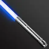 Ricyea Lichtschwert, RGB 11 Farben Laserschwert mit Metall Hilt, USB Wiederaufladbar FX Lichtschwert mit Soundeffekt, Laserschwerter für Halloween Cosplay (Silber)