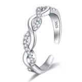 Epoch World 925 Sterling Silber Ring Verstellbare Ring Silber Damen mit Zirkonia Ewigkeit Verdrehtes Ringe Verlobungsring Eheringe Fingerring Engagement Promise Ringe für Damen Frauen Schmuck