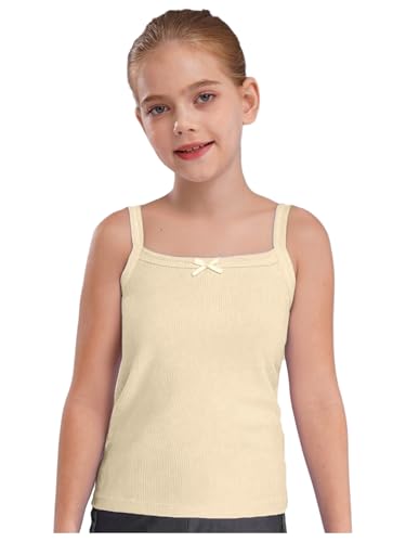 Miaeowve T Shirt Kinder Mädchen Basic Ärmellos Geripptes Oberteil Einfarbig Crop Top Sommer Unterwäsche Atmungsaktiv Nackt 104-128
