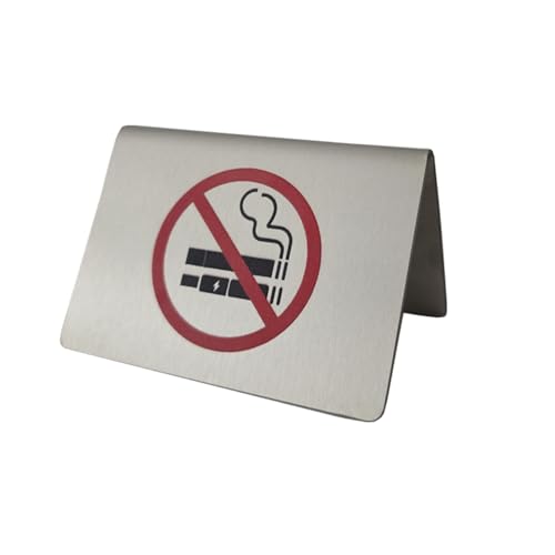 Luimode No Smoking Tischschild aus Edelstahl Tischaufsteller Rauchverbot schilder, Doppelseitiges Nichtraucher Warnschild Rauchverbot Tischkarte Für Bibliotheken, Hotels, Cafés