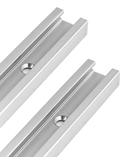 QWORK® 300mm T-Schiene T-Nut Gehrungsschiene Alu mit Doppelschnittprofil für Tischsäge Router Tisch Holzbearbeitungswerkzeug, 19 x 10 mm, 2 Stück