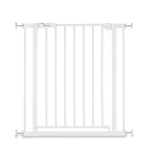 hauck Treppenschutzgitter Türschutzgitter Open N Stop 2, für Breiten 75-80 cm, ohne Bohren, Einhändiges Beidseitiges Öffnen, Manueller Schließmechanismus, Metall (White)