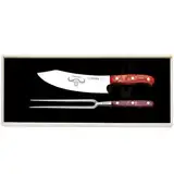 Giesser seit 1776 - Made in Germany - PremiumCut, Red Diamond, Tranchier Set 2 teilig, Kochmesser 20 cm, Tranchiergabel, Acryl, rot, rostfrei, Grillmesserset