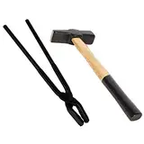 Bonbo Schmiede-Werkzeug-Set mit Wolfsbackenzange, Schmiedezange und Schmiedehammer Metallbearbeitungswerkzeug Schlagwerkzeug 0000811-1000 (40,6 cm)