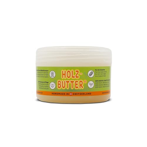Renuwell Holz Butter, 250 ml – Intensiv-Pflege für alle Holzarten, Möbelpflege 100% natürliche Inhaltsstoffe, Lebensmittelecht, hochwertiger Holzbalsam mit Bienenwachs, Schweizer Qualität