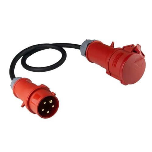 ADDLIVE Starkstrom Verteiler, 32a Auf 16a Adapter, 1 Meter Starkstrom Verlängerungskabel Starkstrom Stecker Phasenwender,IP44, Kabel Stecker Zubehör, für Industrie, Außenbereich