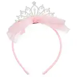 AOZUO Krone Mädchen, Prinzessinnen Diademe Tiara Kronen Stirnbänder Süße Tüll Schleifen Haarbänder Kristallkönigin Diademe für Geburtstag Weihnachten Kostüm Braut Hochzeit Halloween(A)