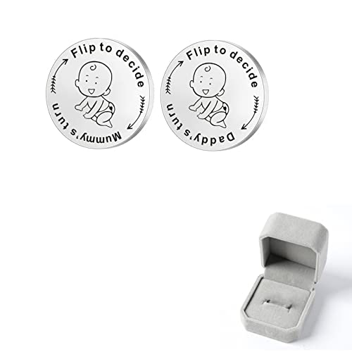 Neue Papa Mama Geschenke Entscheidungsmünze,1Pcs Neue Eltern Entscheidung Münze Lustige Taufgeschenke Für Mädchen Jungen,Neue Eltern Geschenk Schwangerschaftsgeschenk,Personalisierte Geschenke (N)