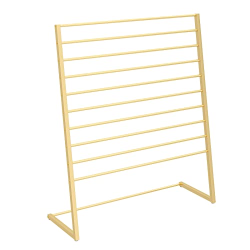 LecMy Robuster Präsentationsständer mit großer Kapazität for Seidenschals/Kopftücher/Stolen/Schals, mehrschichtiger, freistehender Stoff-Organizer, platzsparend (Color : Gold, Size : 120x40x145cm)