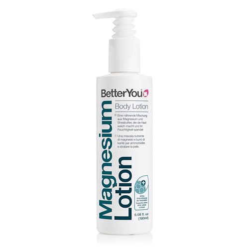 BetterYou Magnesium-Körperlotion, pflegende Mischung aus natürlichem transdermalem Zechstein-Magnesium und Sheabutter, um die Haut weich zu machen und mit Feuchtigkeit zu versorgen,ohne Palmöl, 180 ml