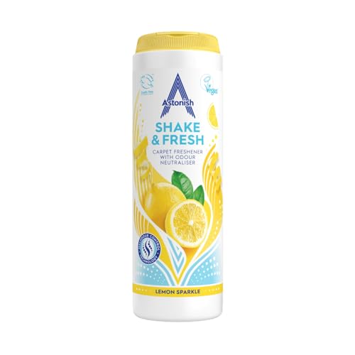 Astonish Shake & Fresh Teppich-Lufterfrischer, beseitigt Gerüche, Zitronenglanz, 400 g