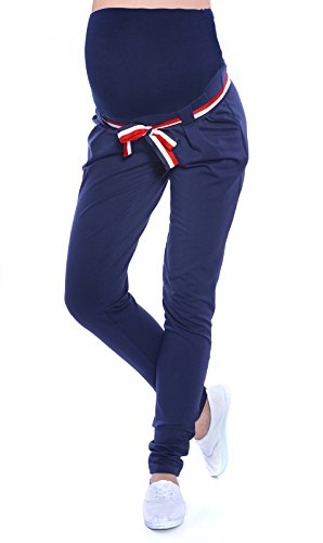 MijaCulture - Casual Schwangerschaftshose Umstandshose/Umstandsmode Monika 9081 (L / EU40, Blau)