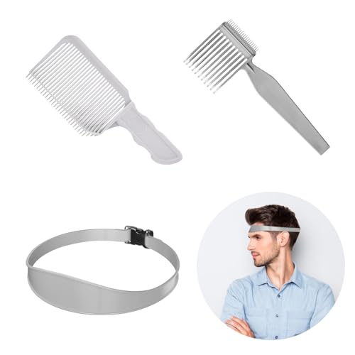 GZGXKJ 3 Stück Haarschneidekamm Haarschnitt Schablone Haare Schneiden Gebogenes Silikon Haarschnittband Haarschneide Hilfe Für Haare Selber Schneiden Gerader Hals Haaransatz