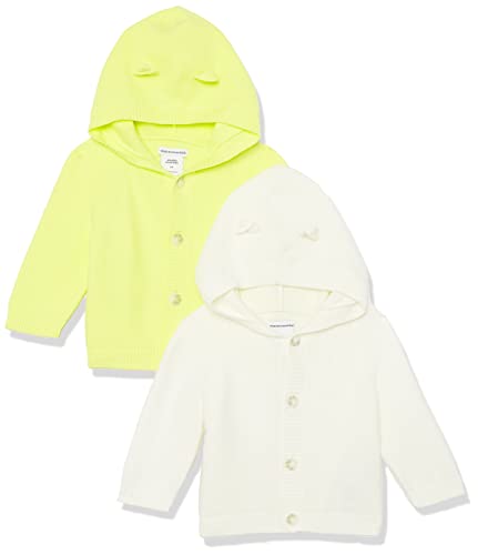 Amazon Essentials Unisex Baby Kapuzenpullover, 2er-Pack, Elfenbein/Zitronengelb, 24 Monate