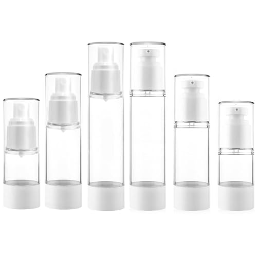 QINGYIWL 6 Stk Leer Airless Pumpspender Creme Spender Pumpspender, Tragbarer Leere Nachfüllbar Vakuum Reiseflaschen zum Befüllen Reiseset Kosmetik für Lotion Creme Gel Shampoo Parfüm Toilettenartikel