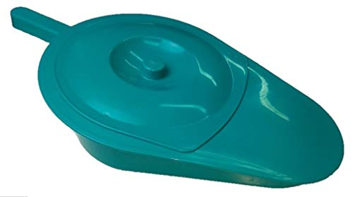 AZZAP Bettpfanne Steckbecken Kunststoff Stechbecken mit Deckel Sanitärbecken oval, türkis