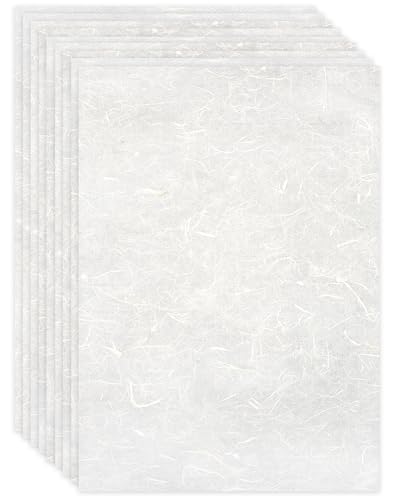 Anvin Natürliches Maulbeerpapier, A4, 50 Blatt, sichtbare Pflanzenfasern, Reispapier, bedruckbar, Decoupage, Seidenpapier zum Schreiben, Malen, Kartenherstellung, Basteln (21 x 29,7 cm,