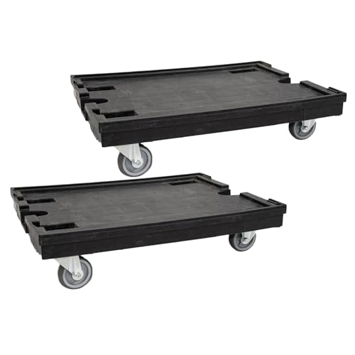 Profi Schwerlast-Transportroller 2er-Set, Stabiler Möbelroller gebraucht im Euroformat L80 x B60 x H20 cm, Transport-Rollbrett schwarz, Transporthilfe Traglast 500 kg, Möbelhund Rollwagen stapelbar