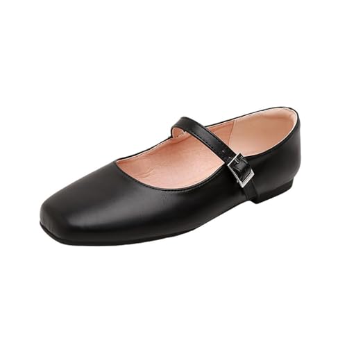 Agiyenna Damen Elegant Ballerinas Damen Mary Jane Halbschuh Schnalle Schuhe Einfache Freizeit Party Hochzeit Flats Schuhe Quadratische Ballerinas Bequeme Pumps Flache Schuhe