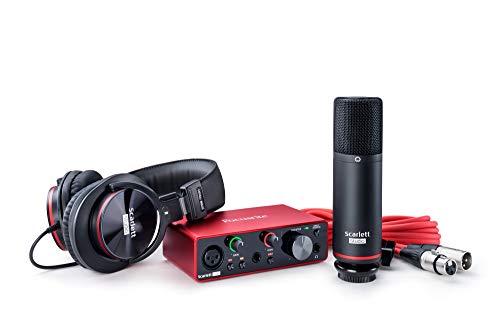 Focusrite Scarlett Solo Studio 3. Gen USB-Audio-Interface-Bundle für Gitarristen, Sänger und Produzenten mit Kondensatormikrofon und Kopfhörer für Aufnahmen, Kompositionen, Streaming und Podcasting