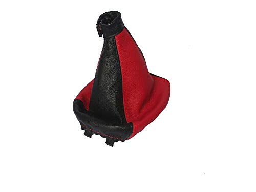 The Tuning-Shop Ltd Schaltsack kompatibel mit Fiat 500L Leder Rot Schwarz
