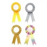 HUTRADE Fun & Vibrant Hobby Horse Rosettes - 4 Pack of Gold, Silver & Pink Bows for Horse Accessories