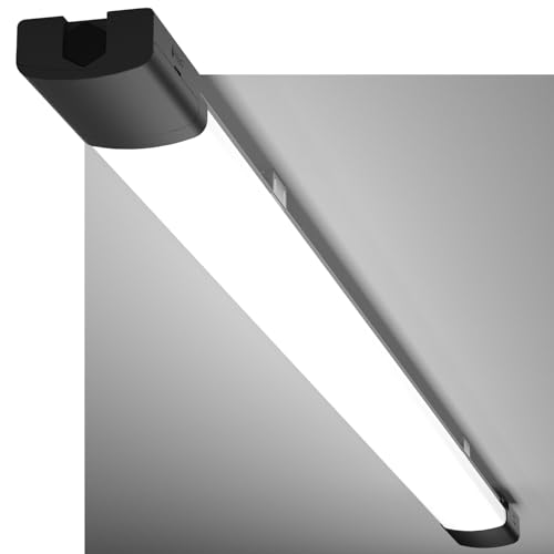 Modlicht LED Feuchtraumleuchte 120CM mit 36W 5000k Kaltlweiß 3960Lumen, Ultraslim Deckenleuchte Feuchtraum Flach Wasserfest IP65 Wannenleuchte Werkstattlampe für Keller Garage, Schwarz