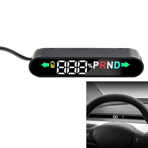 Auto HUD Head Up Display Kompatibel mit Tesla Model 3/Y Tacho meter, Embedded Design, Display mit verbleibende Batterieleistung, Fahrzeuggeschwindigkeit, Gangposition, Blinker, 12V