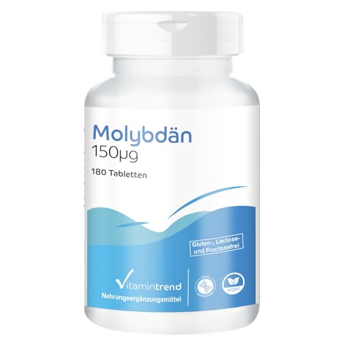 Molybdän 150mcg - 180 Tabletten - ! FÜR 6 MONATE ! - vegan - essentielles Spurenelement | Vitamintrend®