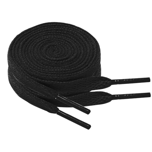 Chic Defend 2 Paar Flach Schnürsenkel 8 mm Breite Ersatz Schuhbänder Flat Sneaker Shoelace für Sportschuhe Turnschuhe Laufschuhe Shoelaces für Herren & Damen 60-180cm, Schwarz, 110 cm - 2 Paar