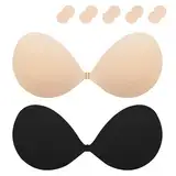 Klebe BH Push up Ohne Träger Damen Trägerloser BH zum Kleben Sticky Bra Rückenfreier Klebe-BHS Trägerlos Klebebh Unsichtbarer Strapless Große Brust Klebepads Kleine Brüste für Rückenfreies Kleid